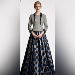 VTG ~ Couture ~ Peggy Jennings Elegant Silk & Wool 2 pc Gown ~ Removable Jacket.